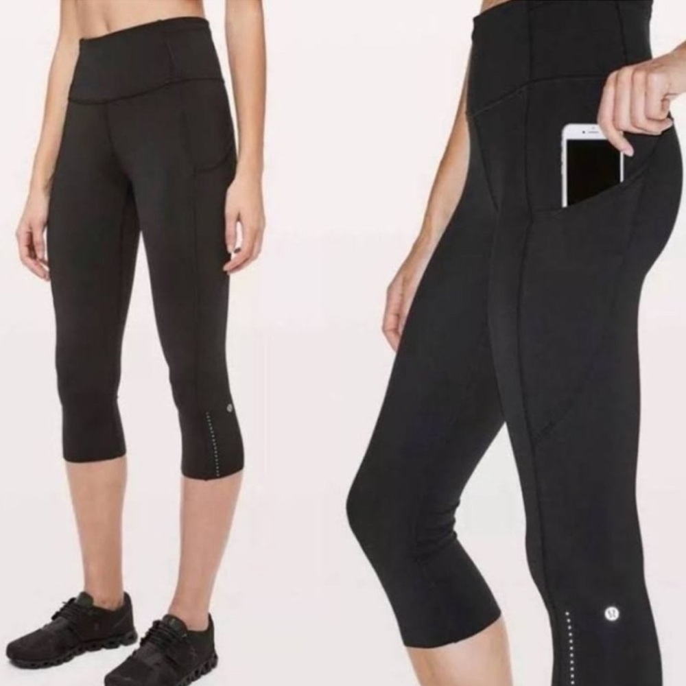 Lululemon Fast and Free High-Rise Crop 19" 7 Pocket Leggings Black Size 12